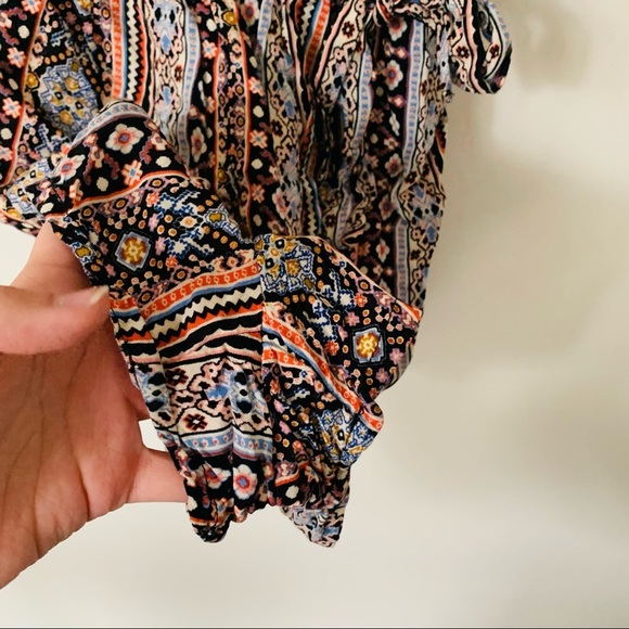 Joe B romper aztec print black lace back S - Picture 3 of 6